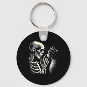 Porte-clés Noir Chat Nez Squelette Main Drôle Halloween Chat