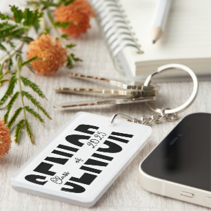 Porte-clés Noir classique Senior personnalisé