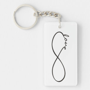 Porte-clés Noir de Lemniscate d'amour d'infini + votre