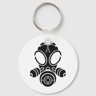 Porte-clés noir de masque de gaz