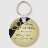 Porte-clés Noir d'or 50e anniversaire Mariage (Recto)