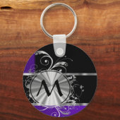 Porte-clés Noir et argent violet (Recto)