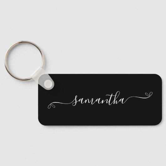 Porte-clés Noir et blanc Cute Bow Signature Nom Long (Verso)