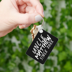 Porte-clés Noir et Blanc Moderne Grunge Pour L'Oncle Cool