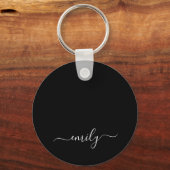 Porte-clés Noir et blanc Nom du monogramme de script moderne (Recto)