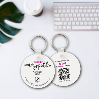 Porte-clés Noir et blanc Notaire Code QR Logo Business Promo
