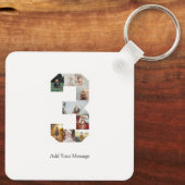 Porte-clés Noir et blanc Numéro 3 Collage photo (Verso)