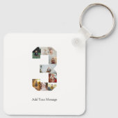 Porte-clés Noir et blanc Numéro 3 Collage photo (Dos)