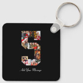 Porte-clés Noir et blanc Numéro 5 Photo Collage (Dos)