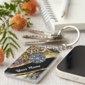 Porte-clés Noir et or bling (Devant droit)