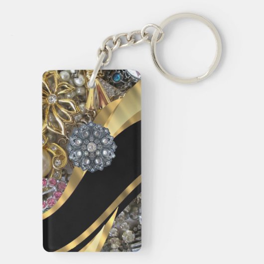 Porte-clés Noir et or bling (Dos)