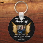 Porte-clés Noir Et Or En Mémoire Amoureuse Photo Personnalisé (Recto)