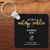 Porte-clés Noir et or Notaire Code QR Logo Carré d'entreprise (Recto)