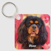 Porte-clés Noir et Tan Cavalier King Charles Spaniel Chien (Recto)