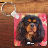 Porte-clés Noir et Tan Cavalier King Charles Spaniel Chien (Recto)