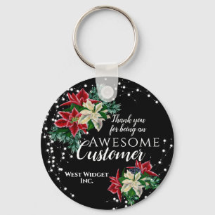 Porte-clés noir floral de remerciement pour client