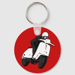 Porte-clés Noir gris de coureur de scooter