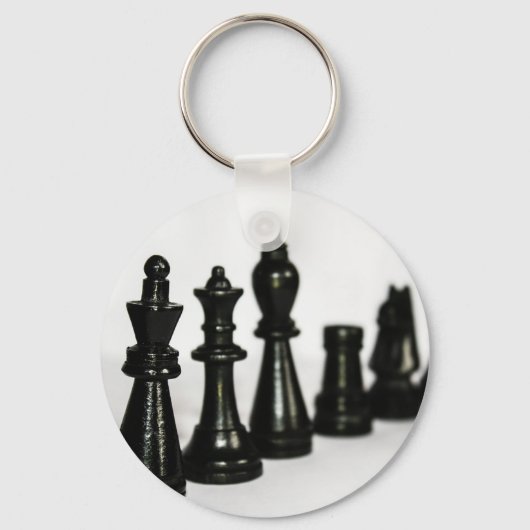 Porte-clés Noir Jeu Figure Pièces Perspective (Recto)