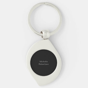 Porte-clés Noir minimaliste Plain Ajouter son propre nom