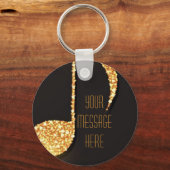 Porte-clés Noir note de musique or nom monogramme (Verso)