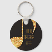 Porte-clés Noir note de musique or nom monogramme (Verso)