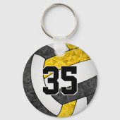 Porte-clés noir or coutume équipe couleurs filles volleball (Recto)