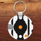 Porte-clés Noir Orange Rétro Mod Géométrique (Recto)