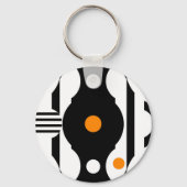 Porte-clés Noir Orange Rétro Mod Géométrique (Verso)