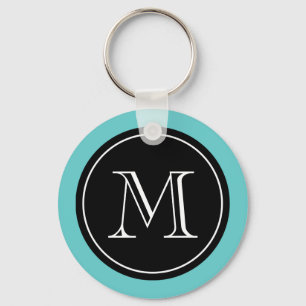 Porte-clés Noir personnalisé de turquoise du porte - clé