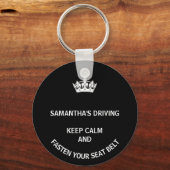 Porte-clés Noir personnalisé Garder Calme girly conduite (Recto)
