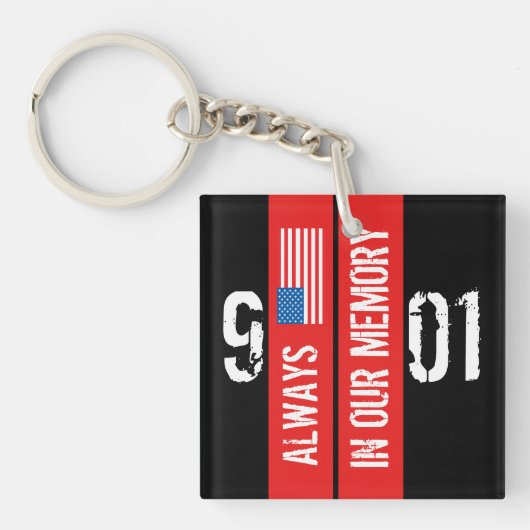 Porte-clés noir rouge du mémorial du 911 (Devant)