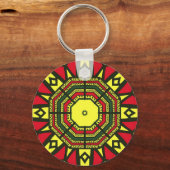 Porte-clés Noir, rouge, vert et jaune Conception géométrique (Recto)