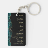 Porte-clés Noir, sarcelle et or Élégant Script Personnalisé (Dos)