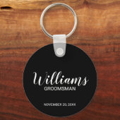 Porte-clés Noir Script Moderne Cuomsman Personnalisé (Recto)