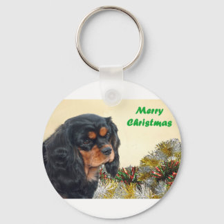 Porte-clés Noir & Tan Christmas Cavalier