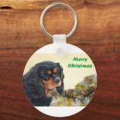 Porte-clés Noir & Tan Christmas Cavalier (Recto)
