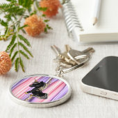 Porte-clés Noir Unicorne oreilles roses (Côté)