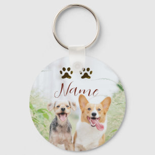 Porte-clés nom animal de compagnie chien chat patte photo sim