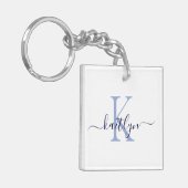 Porte-clés Nom bleu Monogramme initial (Devant gauche)