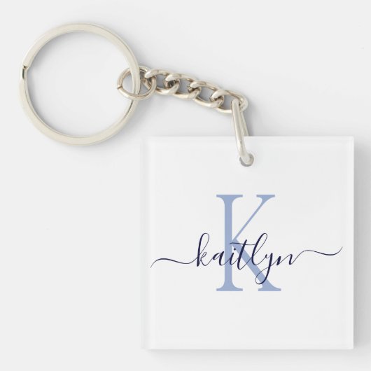 Porte-clés Nom bleu Monogramme initial (Devant)