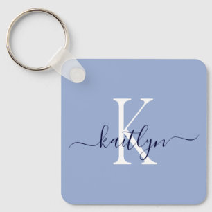 Porte-clés Nom bleu Monogramme initial