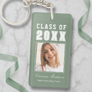 Porte-clés Nom Branché Classe De Sage Green Graduate Photo