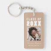 Porte-clés Nom Branché Classe De Taupe Beige Graduate Photo (Devant)