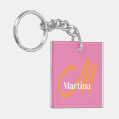 Porte-clés Nom chic Monogramme rose initial (Devant gauche)