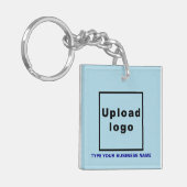 Porte-clés Nom commercial et logo Carré bleu clair acrylique (Devant gauche)