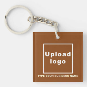 Porte-clés Nom commercial et logo Carré Brown acrylique