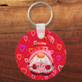 Porte-clés Nom customisé LOVE Hearts Gnome Valentine Cadeau (Recto)