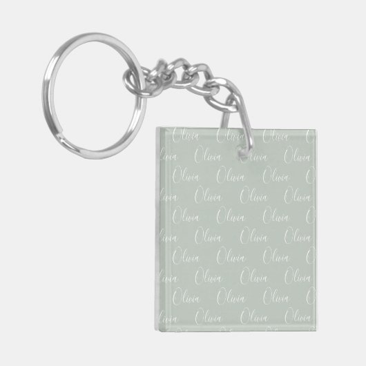 Porte-clés Nom customisé - Script blanc vert (Devant gauche)