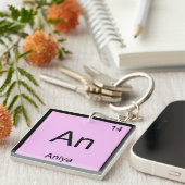 Porte-clés Nom d'Aniya Élément de Chimie Tableau Périodique (Devant Droit)