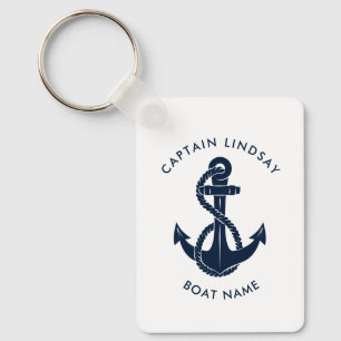 Porte-clés Nom de bateau d'ancre nautique Cadeau personnalisé